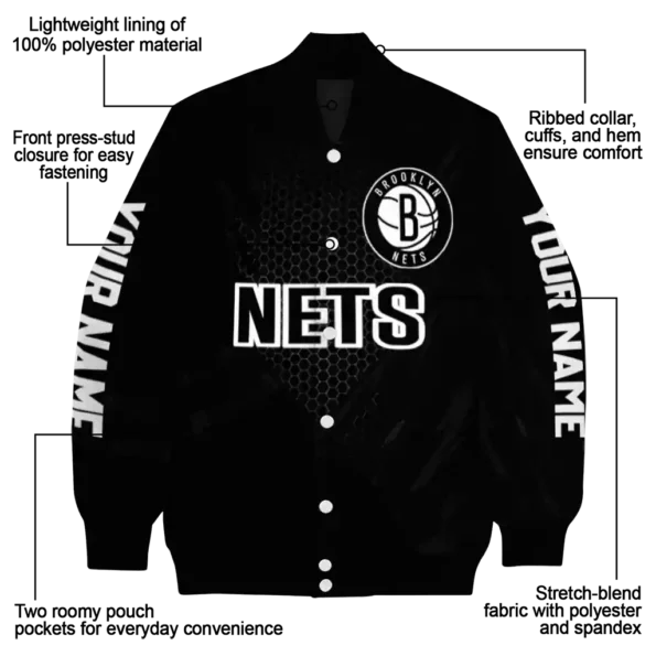 customized brooklyn nets hexagon mesh black varsity jacket new arrival.webp
