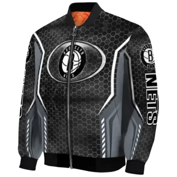 customized brooklyn nets power plate black bomber jacket best selling
