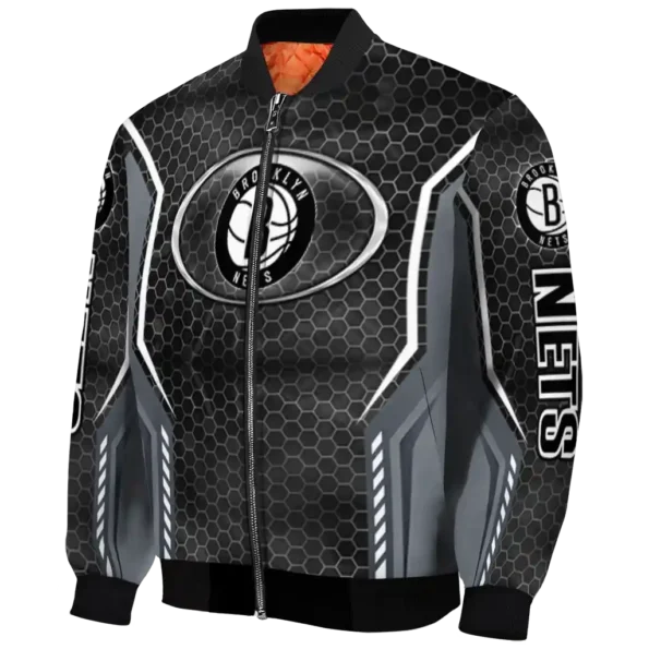 customized brooklyn nets power plate black bomber jacket best selling