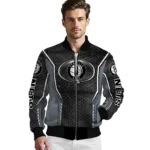 customized brooklyn nets power plate black bomber jacket best selling