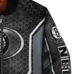 customized brooklyn nets power plate black bomber jacket best selling