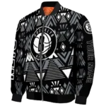 customized brooklyn nets pyramid shapes black bomber jacket best selling
