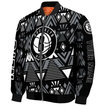 customized brooklyn nets pyramid shapes black bomber jacket best selling