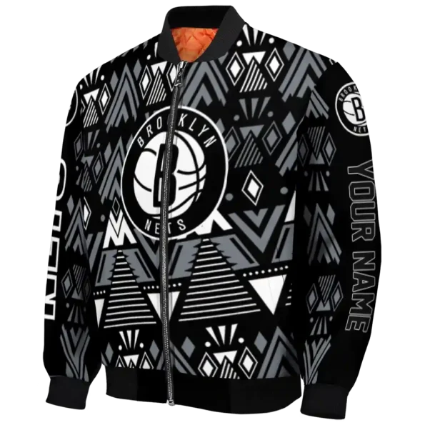 customized brooklyn nets pyramid shapes black bomber jacket best selling