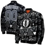 customized brooklyn nets pyramid shapes black bomber jacket best selling