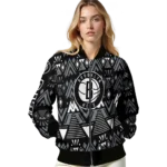 customized brooklyn nets pyramid shapes black bomber jacket best selling
