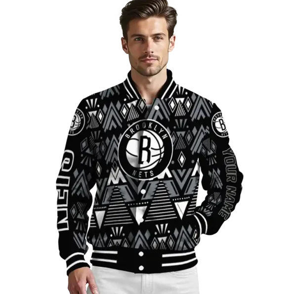 customized brooklyn nets pyramid shapes black varsity jacket high quality.webp
