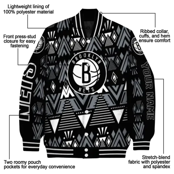 customized brooklyn nets pyramid shapes black varsity jacket new arrival.webp