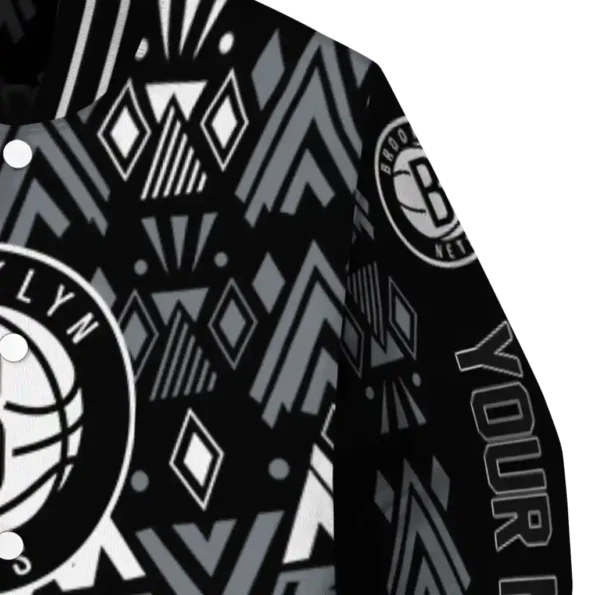 customized brooklyn nets pyramid shapes black varsity jacket premium grade.webp