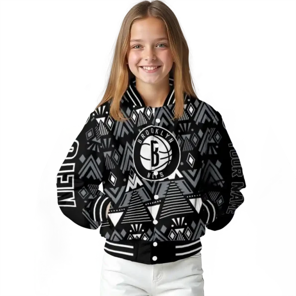 customized brooklyn nets pyramid shapes black varsity jacket top rated.webp