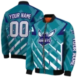 customized charlotte hornets chevron angles teal bomber jacket best selling