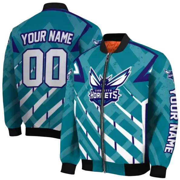 customized charlotte hornets chevron angles teal bomber jacket fashion forward