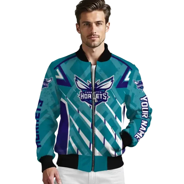 customized charlotte hornets chevron angles teal bomber jacket high quality