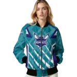 customized charlotte hornets chevron angles teal bomber jacket best selling