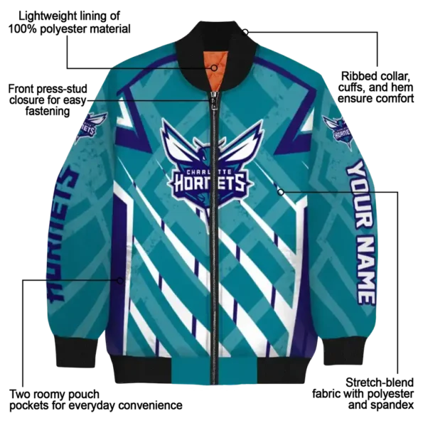 customized charlotte hornets chevron angles teal bomber jacket new arrival