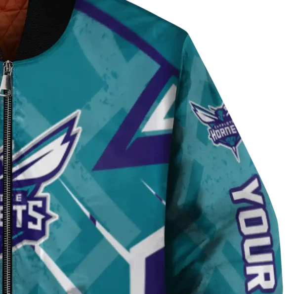 customized charlotte hornets chevron angles teal bomber jacket premium grade