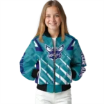 customized charlotte hornets chevron angles teal bomber jacket best selling