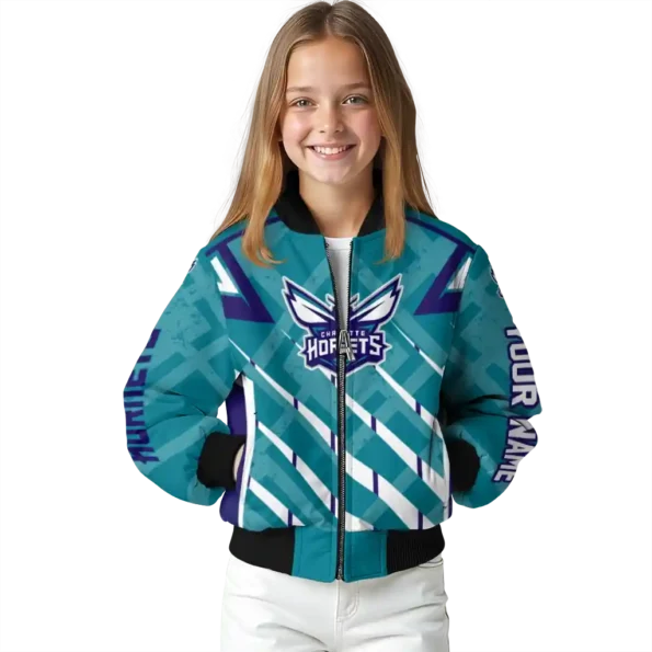 customized charlotte hornets chevron angles teal bomber jacket top rated