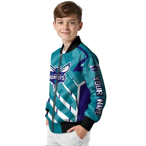 customized charlotte hornets chevron angles teal bomber jacket trendy