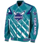 customized charlotte hornets chevron angles teal varsity jacket best selling.webp