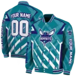 customized charlotte hornets chevron angles teal varsity jacket best selling.webp
