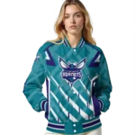 customized charlotte hornets chevron angles teal varsity jacket best selling.webp