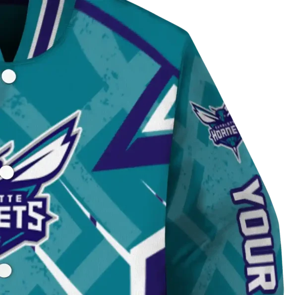customized charlotte hornets chevron angles teal varsity jacket premium grade.webp