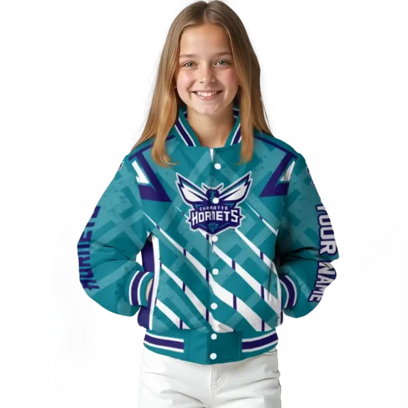 customized charlotte hornets chevron angles teal varsity jacket top rated.webp