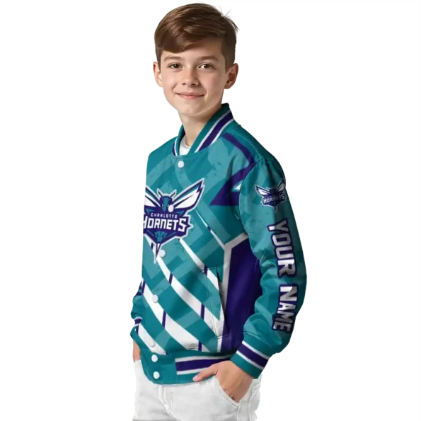 customized charlotte hornets chevron angles teal varsity jacket trendy.webp