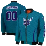 customized charlotte hornets chevron arrow teal bomber jacket best selling