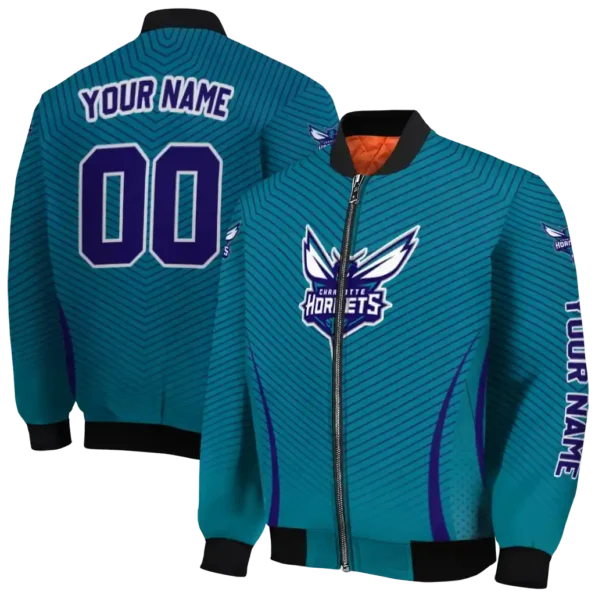 customized charlotte hornets chevron arrow teal bomber jacket fashion forward