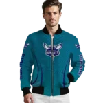 customized charlotte hornets chevron arrow teal bomber jacket best selling
