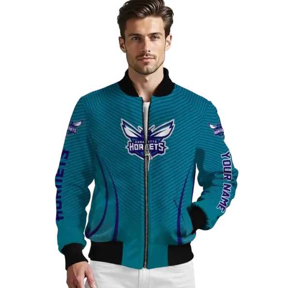 customized charlotte hornets chevron arrow teal bomber jacket high quality