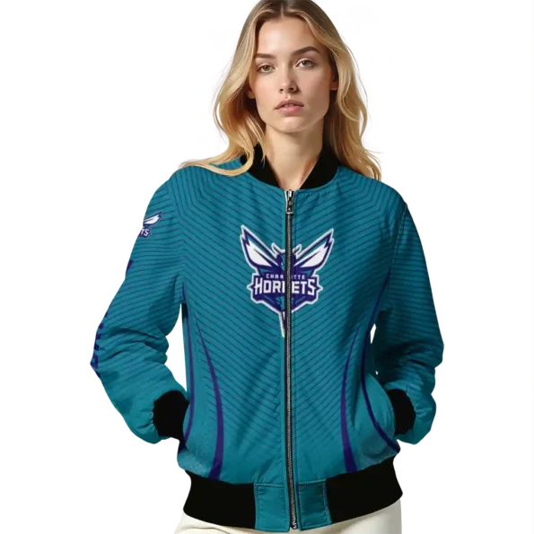 customized charlotte hornets chevron arrow teal bomber jacket latest model