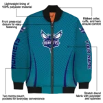 customized charlotte hornets chevron arrow teal bomber jacket best selling