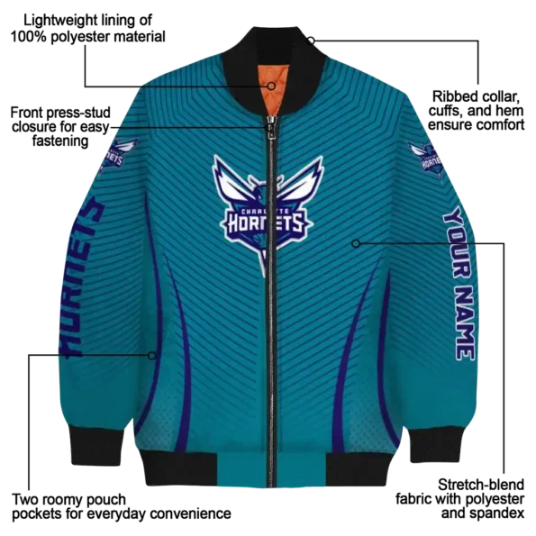 customized charlotte hornets chevron arrow teal bomber jacket new arrival