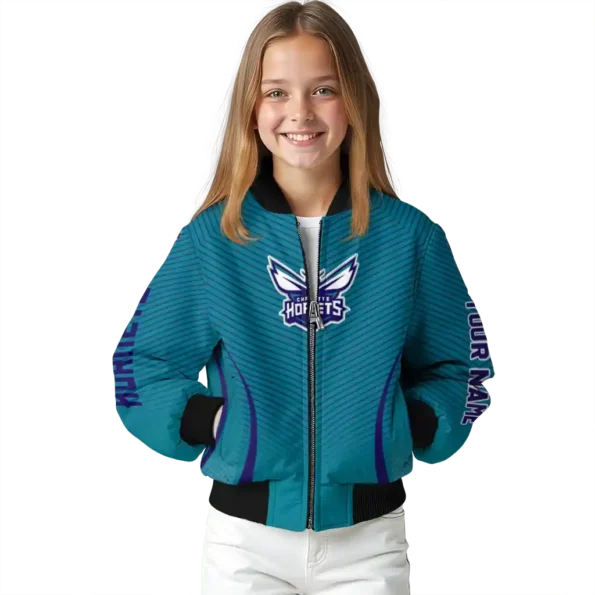 customized charlotte hornets chevron arrow teal bomber jacket top rated
