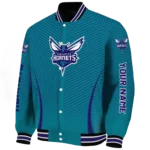 customized charlotte hornets chevron arrow teal varsity jacket best selling.webp
