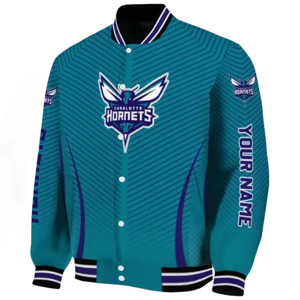 customized charlotte hornets chevron arrow teal varsity jacket best selling.webp
