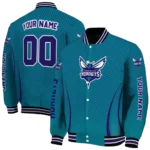 customized charlotte hornets chevron arrow teal varsity jacket best selling.webp