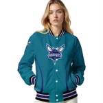 customized charlotte hornets chevron arrow teal varsity jacket best selling.webp