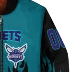 customized charlotte hornets flame border teal black bomber jacket best selling