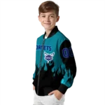 customized charlotte hornets flame border teal black bomber jacket best selling