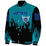 customized charlotte hornets flame border teal black varsity jacket best selling.webp