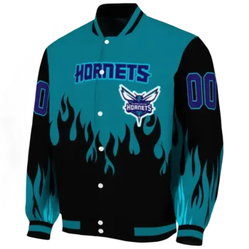 customized charlotte hornets flame border teal black varsity jacket best selling.webp