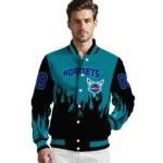 customized charlotte hornets flame border teal black varsity jacket best selling.webp