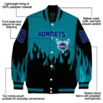 customized charlotte hornets flame border teal black varsity jacket best selling.webp