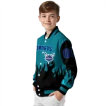 customized charlotte hornets flame border teal black varsity jacket best selling.webp
