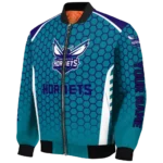customized charlotte hornets hexagon grid teal bomber jacket best selling