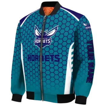 customized charlotte hornets hexagon grid teal bomber jacket best selling